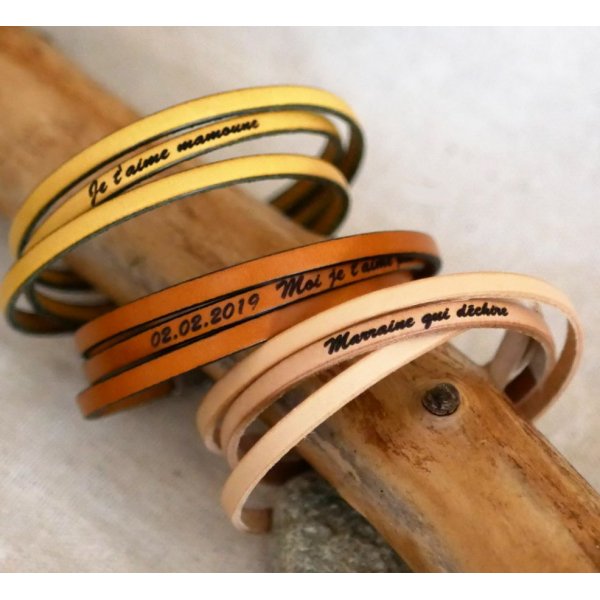 Cavigliera in pelle fine personalizzabile 3 giri