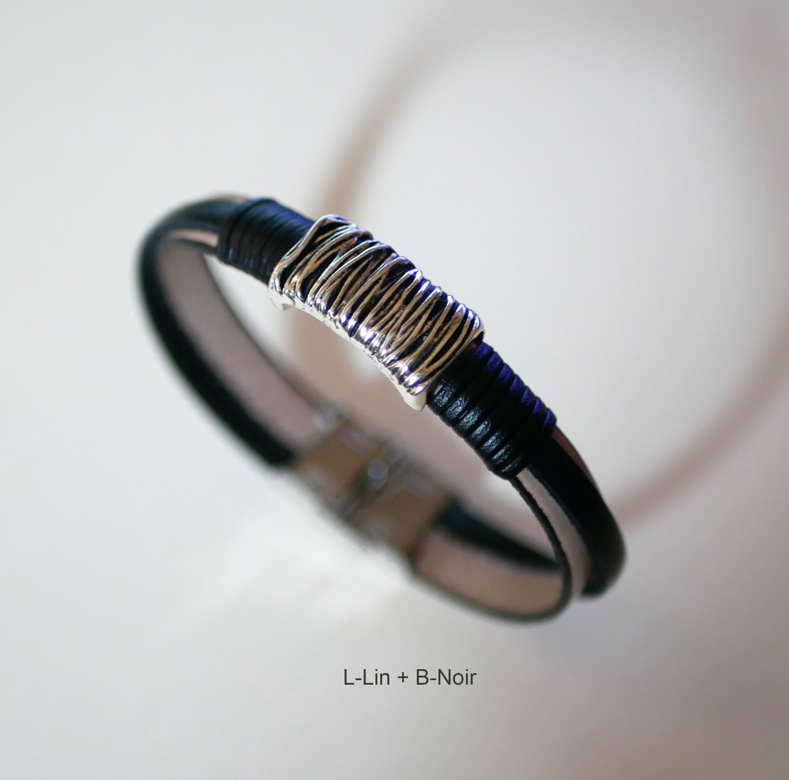 Bracciale bicolore in pelle e metallo da personalizzare