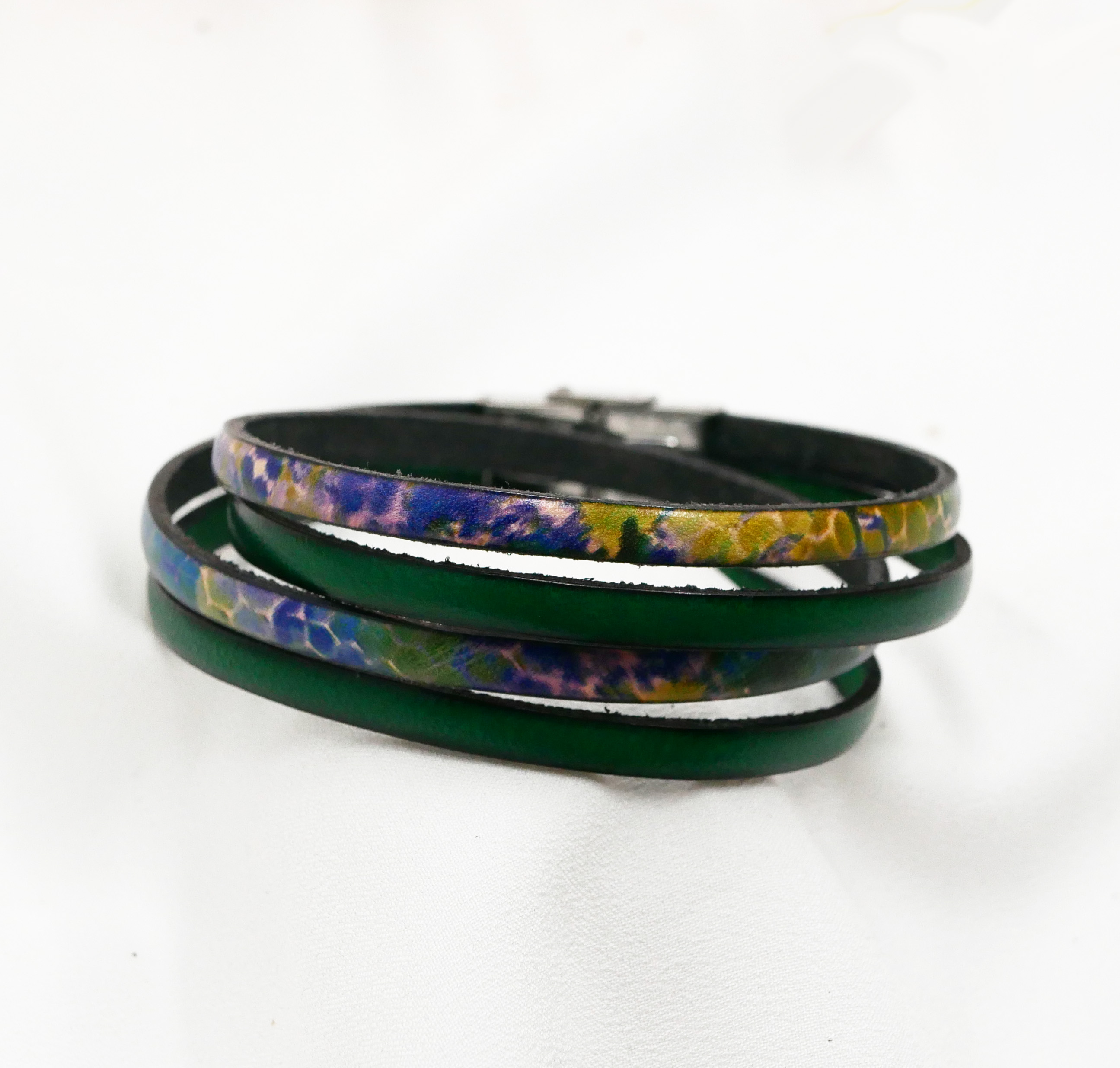 Bracciale in pelle con stampa impressionista da personalizzare