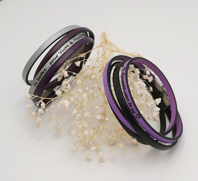 Bracciale doppio in pelle in duo da personalizzare con l'incisione