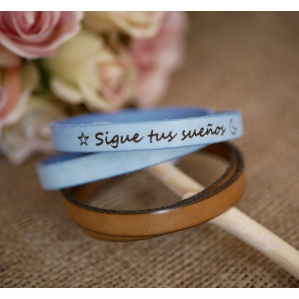 Bracciale in pelle a doppio giro di pap&agrave; personalizzabile tramite incisione