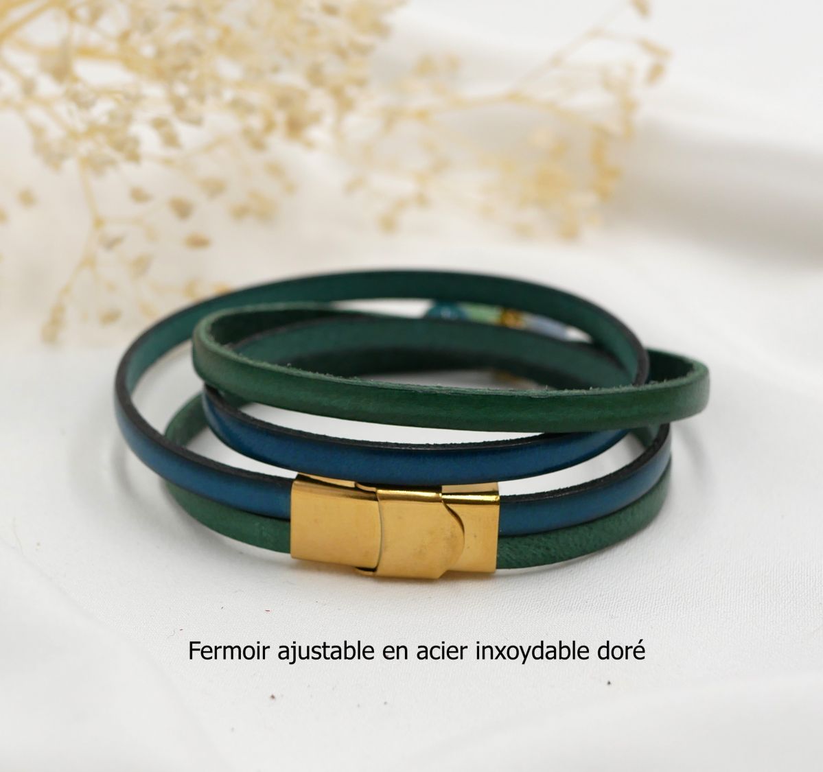 Bracciale duo in pelle con ciondolo di perle da personalizzare