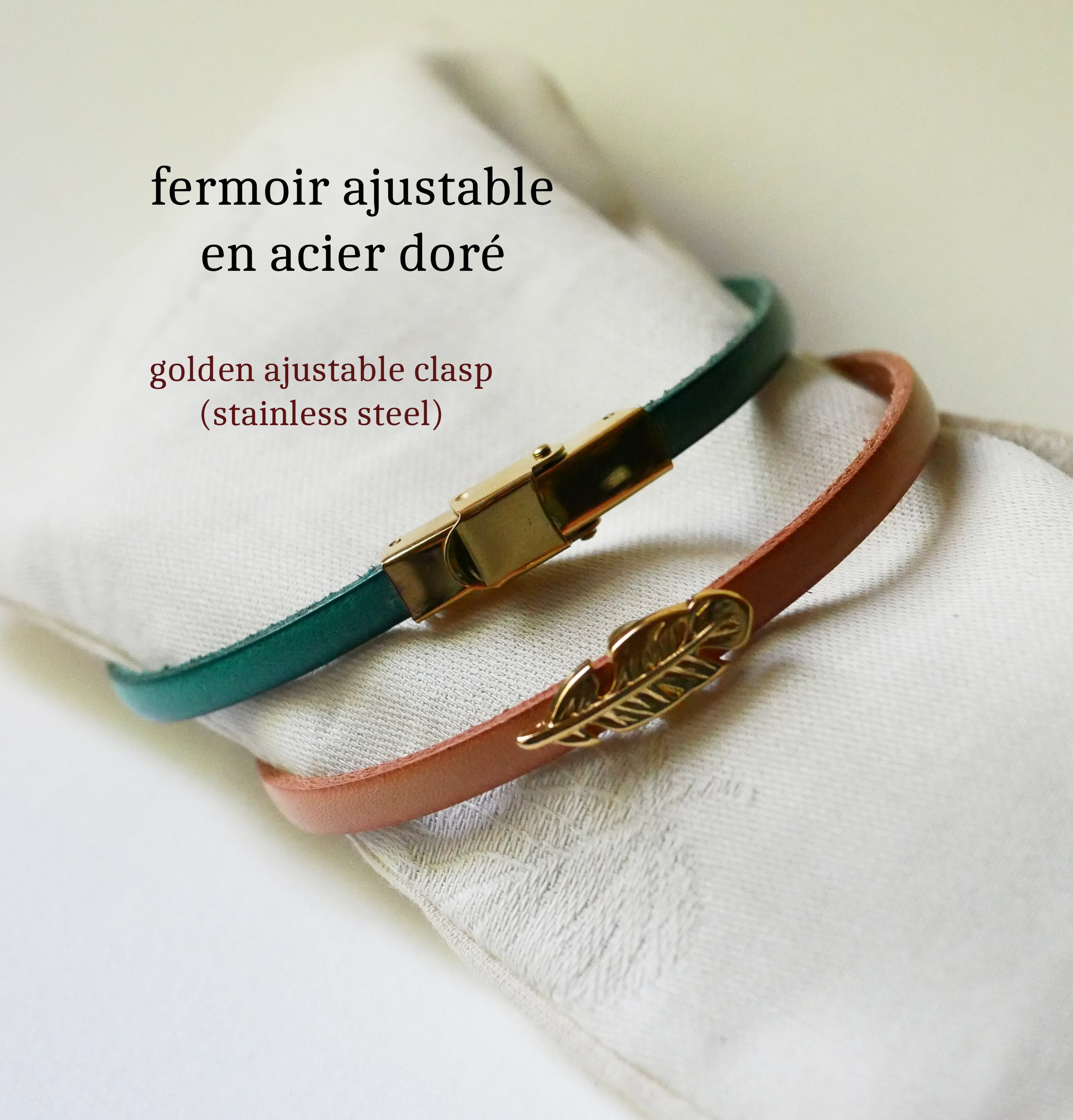Bracciale da donna in pelle con fibbia dorata a scelta da personalizzare