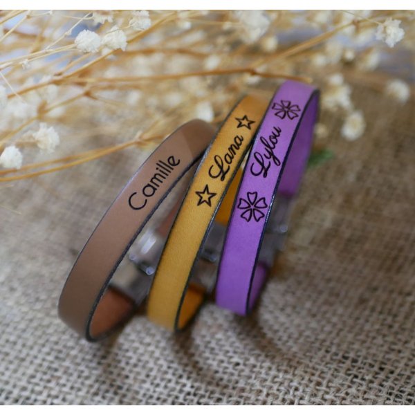 Bracciale in pelle da donna con incisione personalizzata