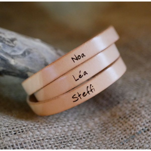 Bracciale in pelle donna a tripla rotazione per personalizzare colore e incisione 