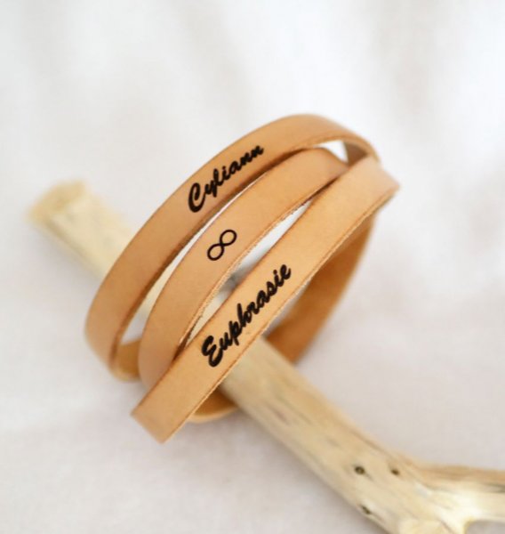 Bracciale in pelle donna a tripla rotazione per personalizzare colore e incisione 