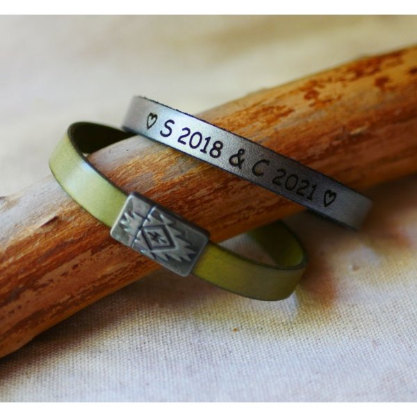 Bracciale in pelle con chiusura magnetica etnica da personalizzare