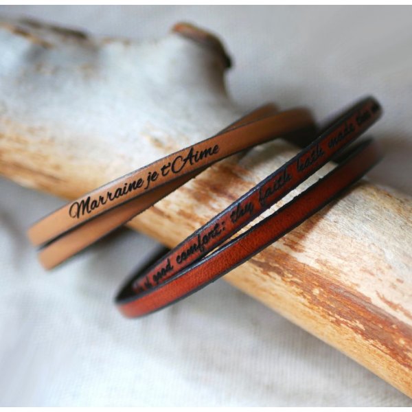 Bracciale in pelle a 2 giri da personalizzare per uomo o donna