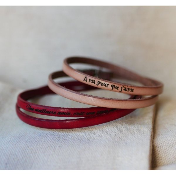 Bracciale in pelle a 2 giri da personalizzare per uomo o donna