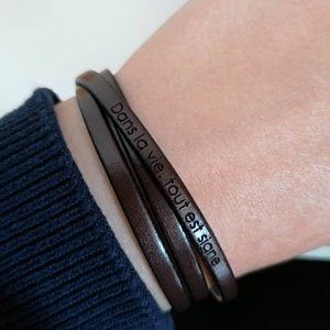 Bracciale in pelle a 3 giri personalizzato per uomo o donna