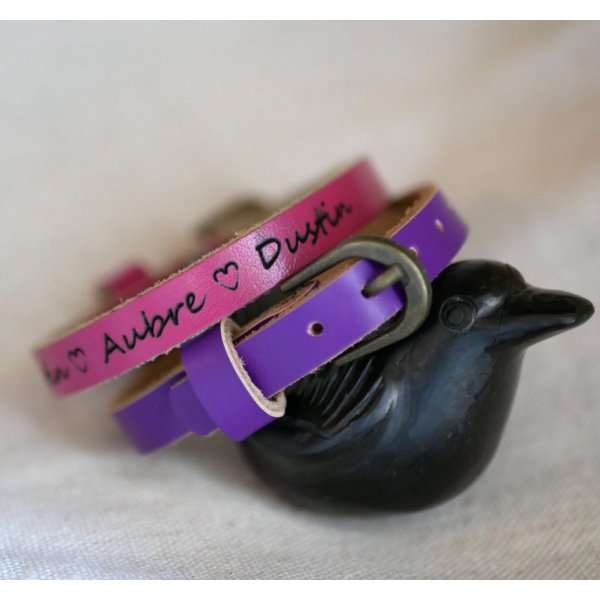Bracciale in pelle inciso a giro unico da personalizzare misto adulto bambino