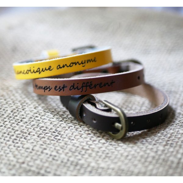 Bracciale in pelle inciso a giro unico da personalizzare misto adulto bambino