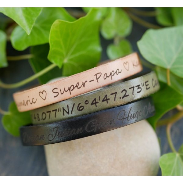 Bracciale in pelle con chiusura magnetica etnica da personalizzare