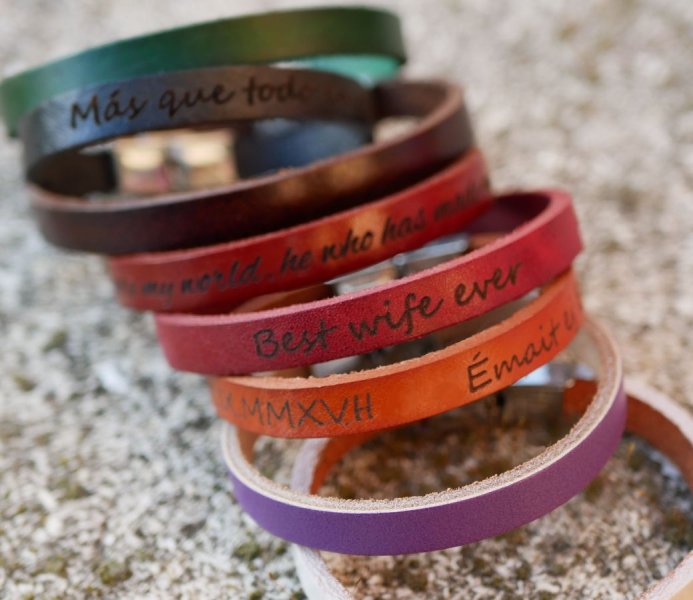 Bracciale in pelle mista con chiusura regolabile da 9 mm