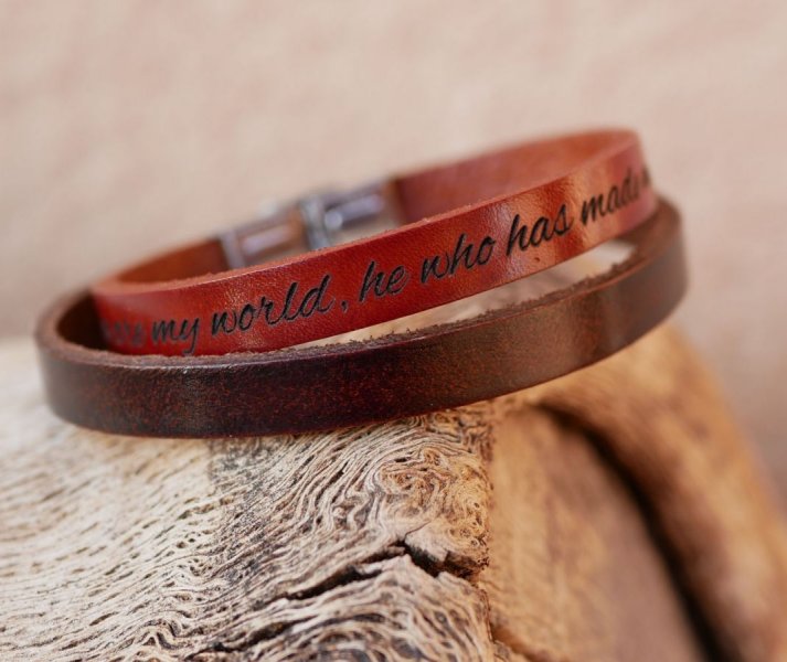 Bracciale in pelle mista con chiusura regolabile da 9 mm