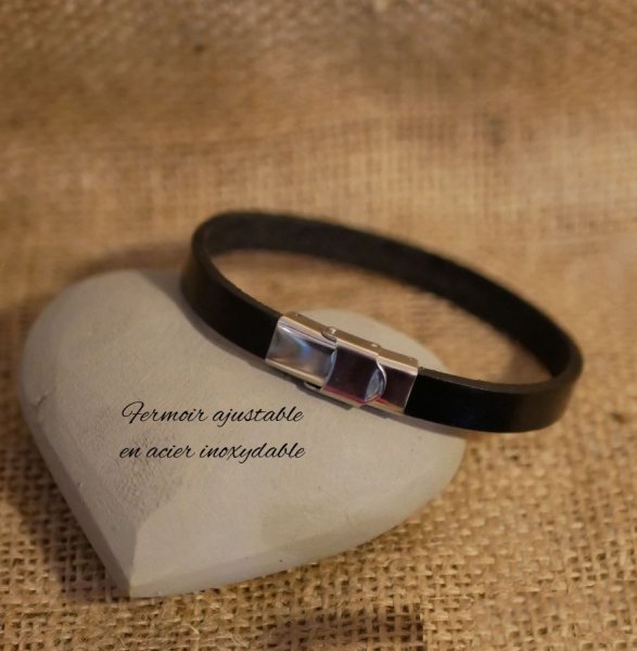 Bracciale in pelle mista con chiusura regolabile da 9 mm