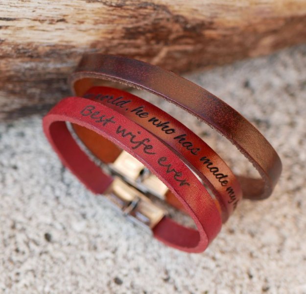 Bracciale in pelle mista con chiusura regolabile da 9 mm