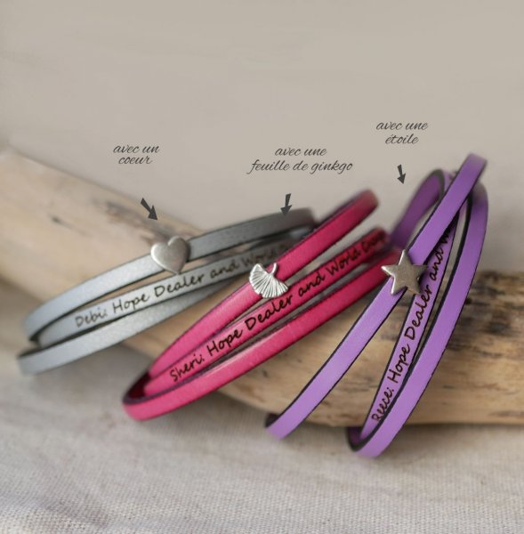 Cinturino in pelle multigiro personalizzabile con motivo a stella, infinito o cuore 