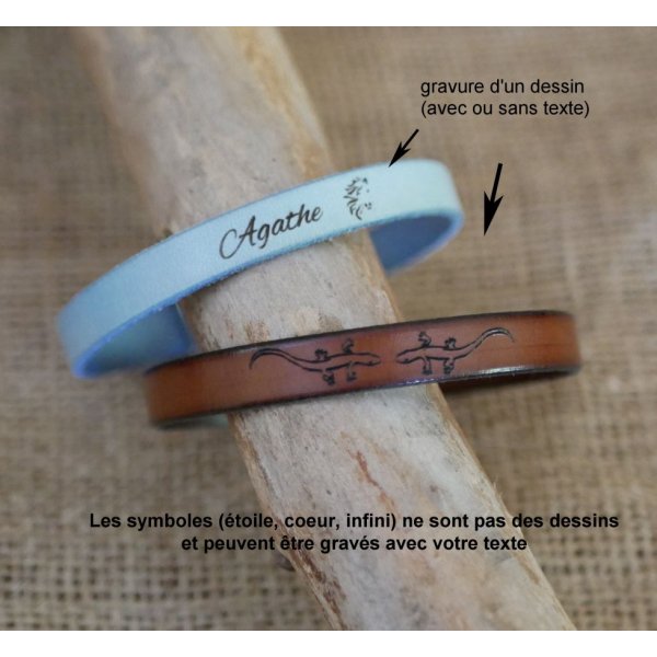 Bracciale in pelle personalizzato per uomo o donna con incisione di nomi o messaggi