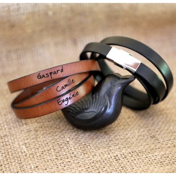 Bracciale in pelle triplo giro uomo o donna da personalizzare chiusura regolabile