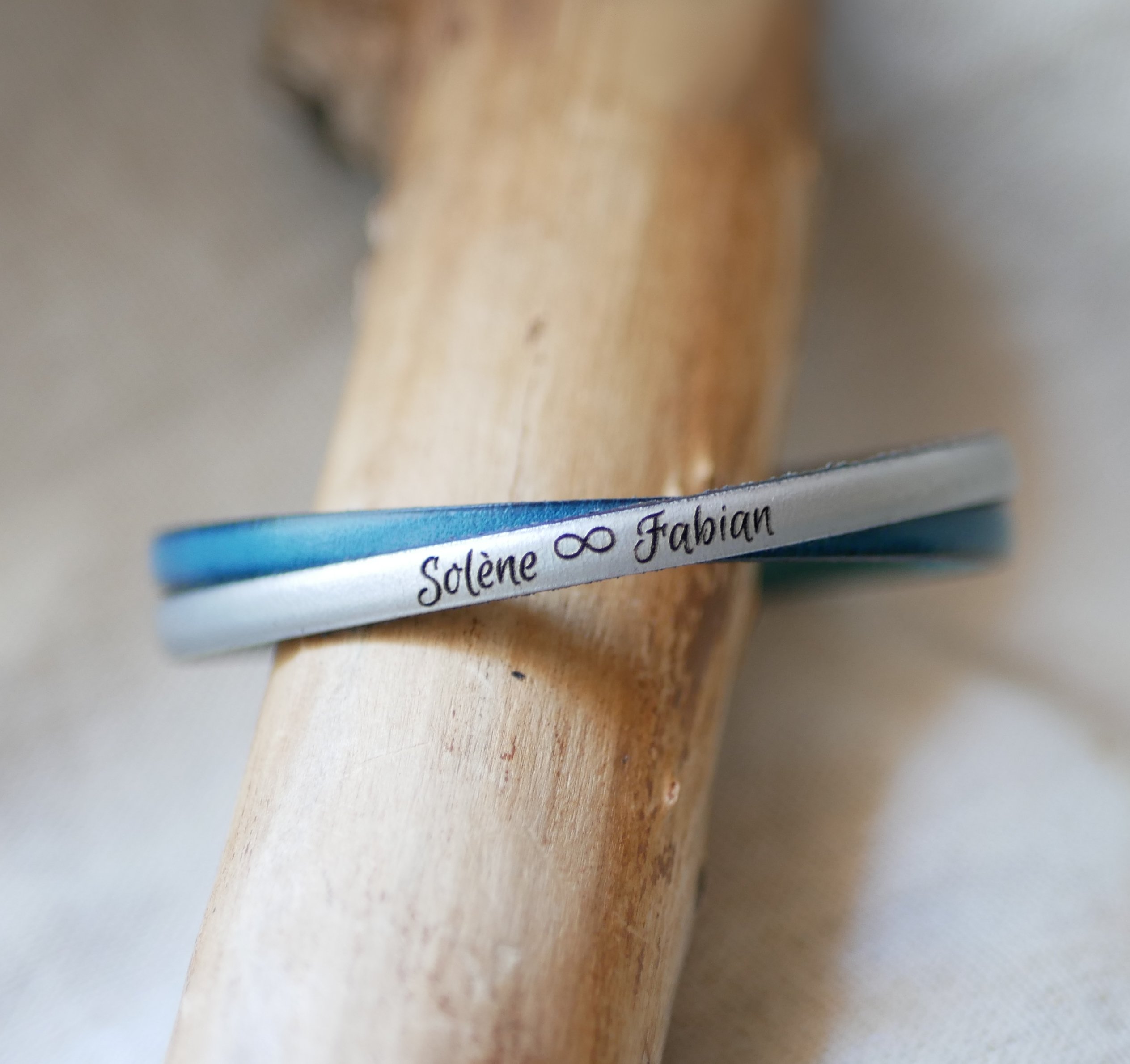 Bracciale duo in pelle Twist personalizzabile per uomo o donna