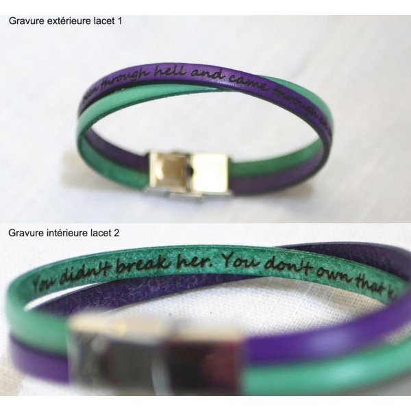 Bracciale duo in pelle incrociata personalizzato per ragazze o donne 