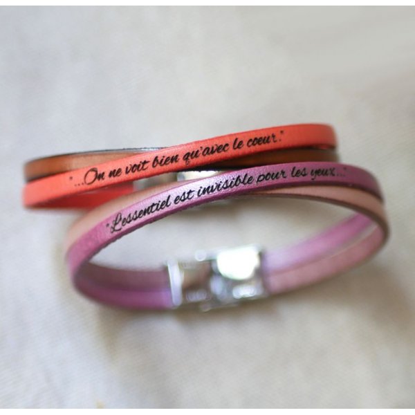 Bracciale duo in pelle incrociata personalizzato per ragazze o donne 