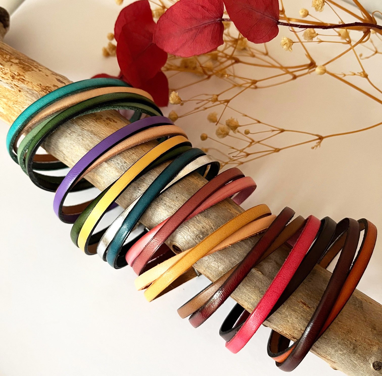 Bracciale duo in pelle Twist personalizzabile per uomo o donna