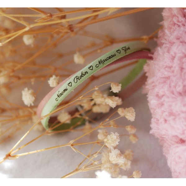 Bracciale duo in pelle incrociata personalizzato per ragazze o donne 