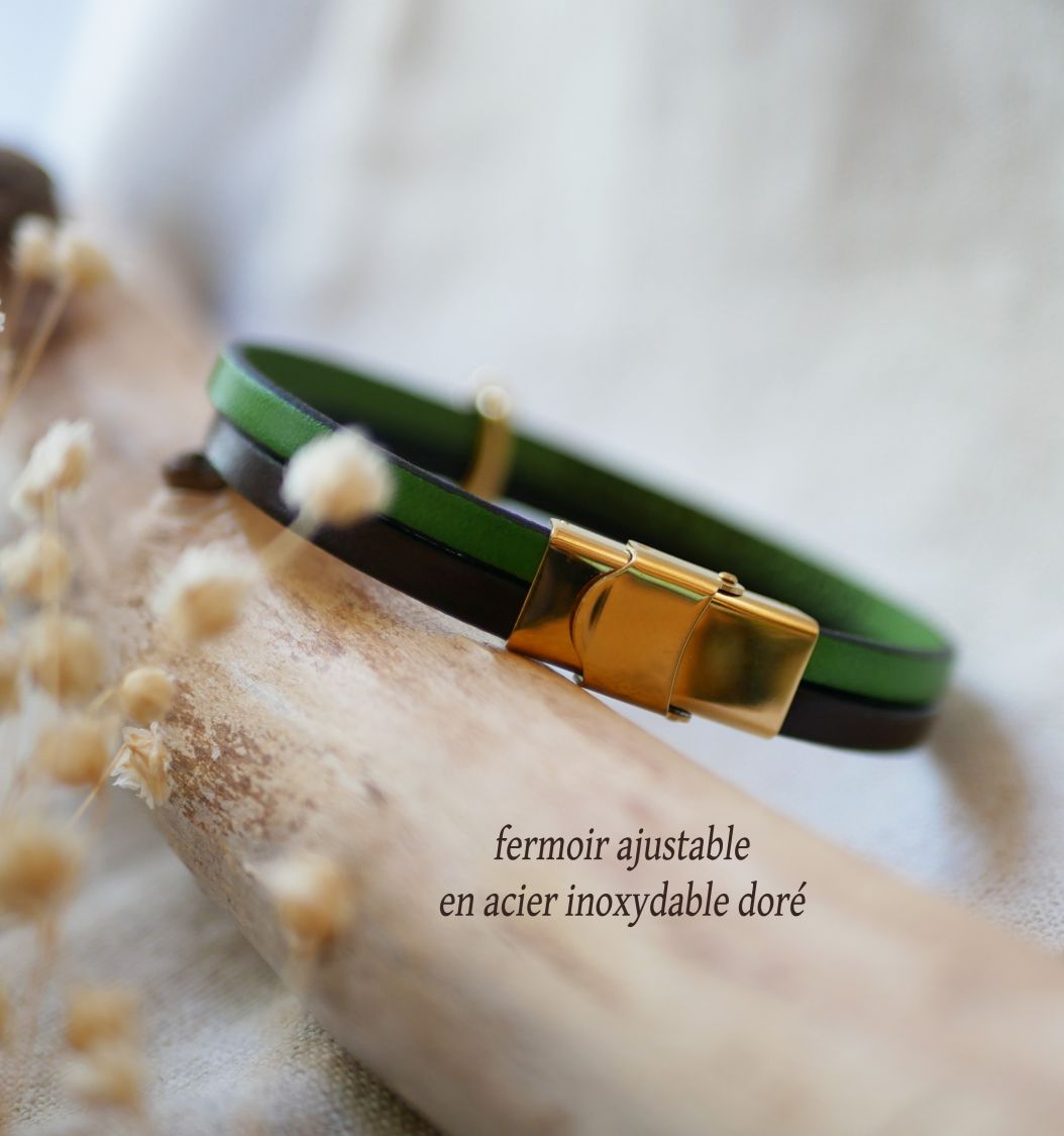 Bracciale duo in pelle e passante per orecchie in grano dorato, personalizzabile, regalo di nozze per donne