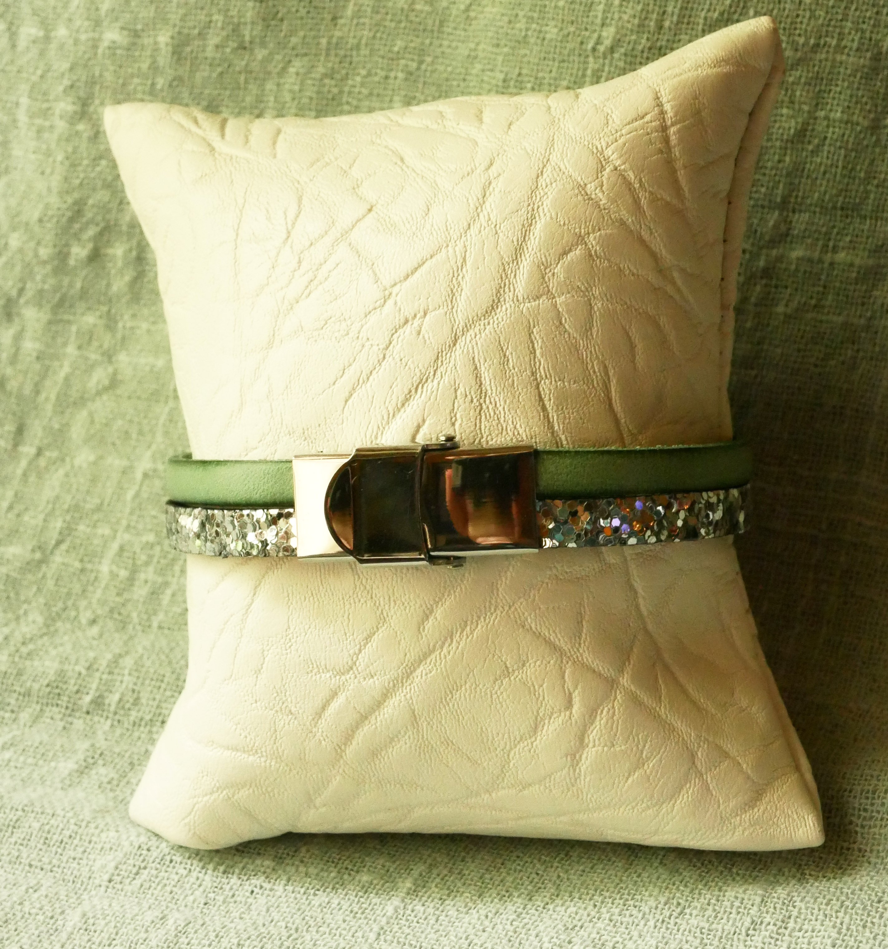 Braccialetto duo in pelle in argento e colore a scelta