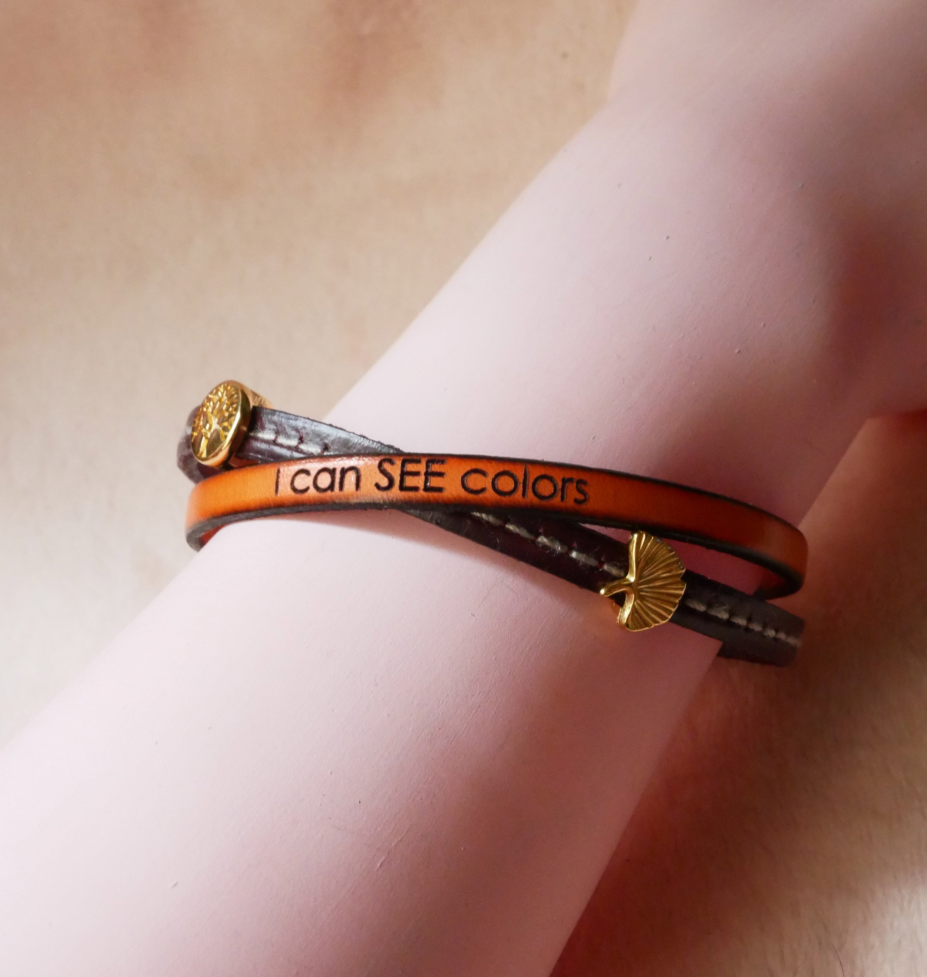 Bracciale Twist da donna in pelle placcata oro 