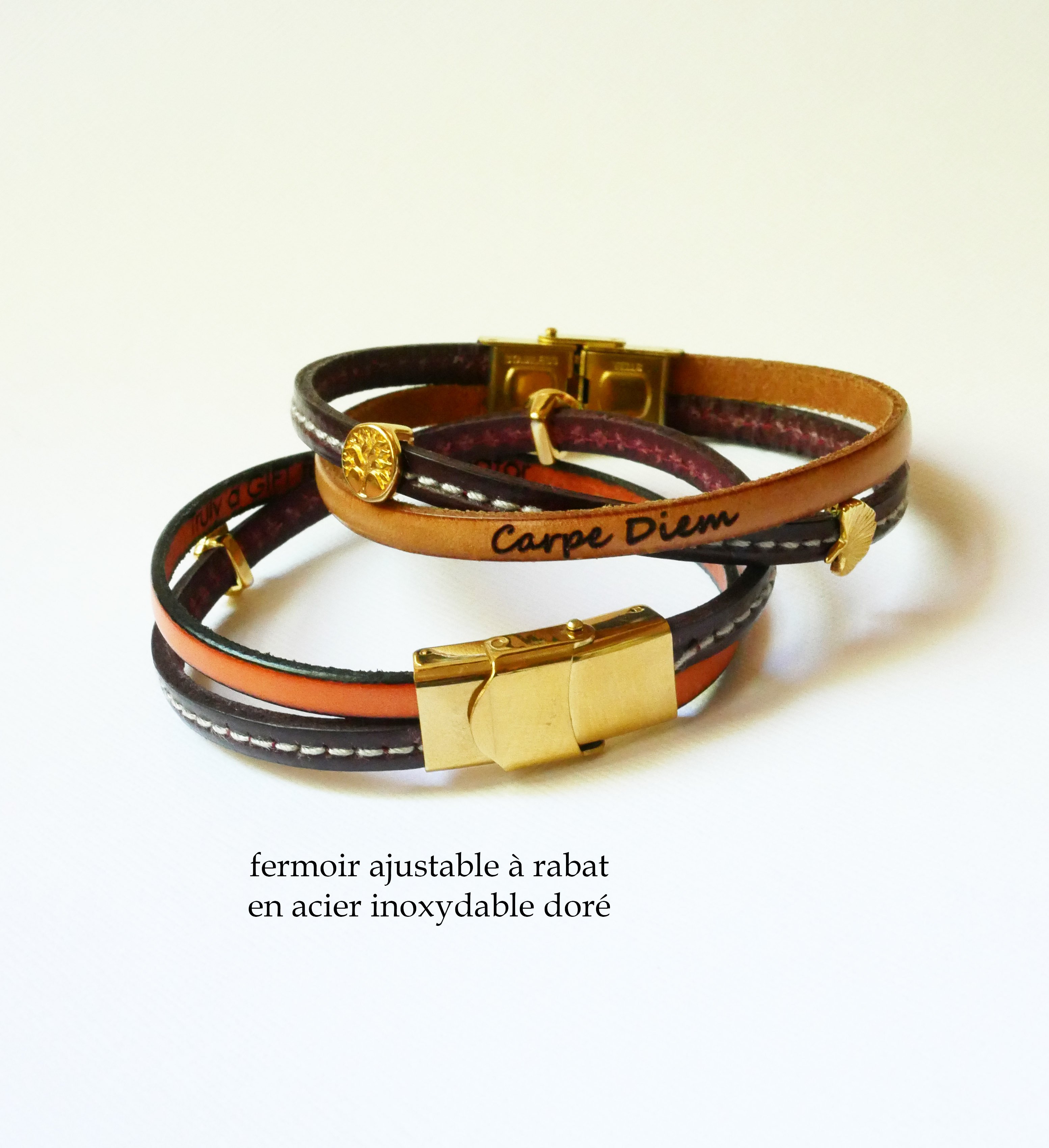 Bracciale Twist da donna in pelle placcata oro 