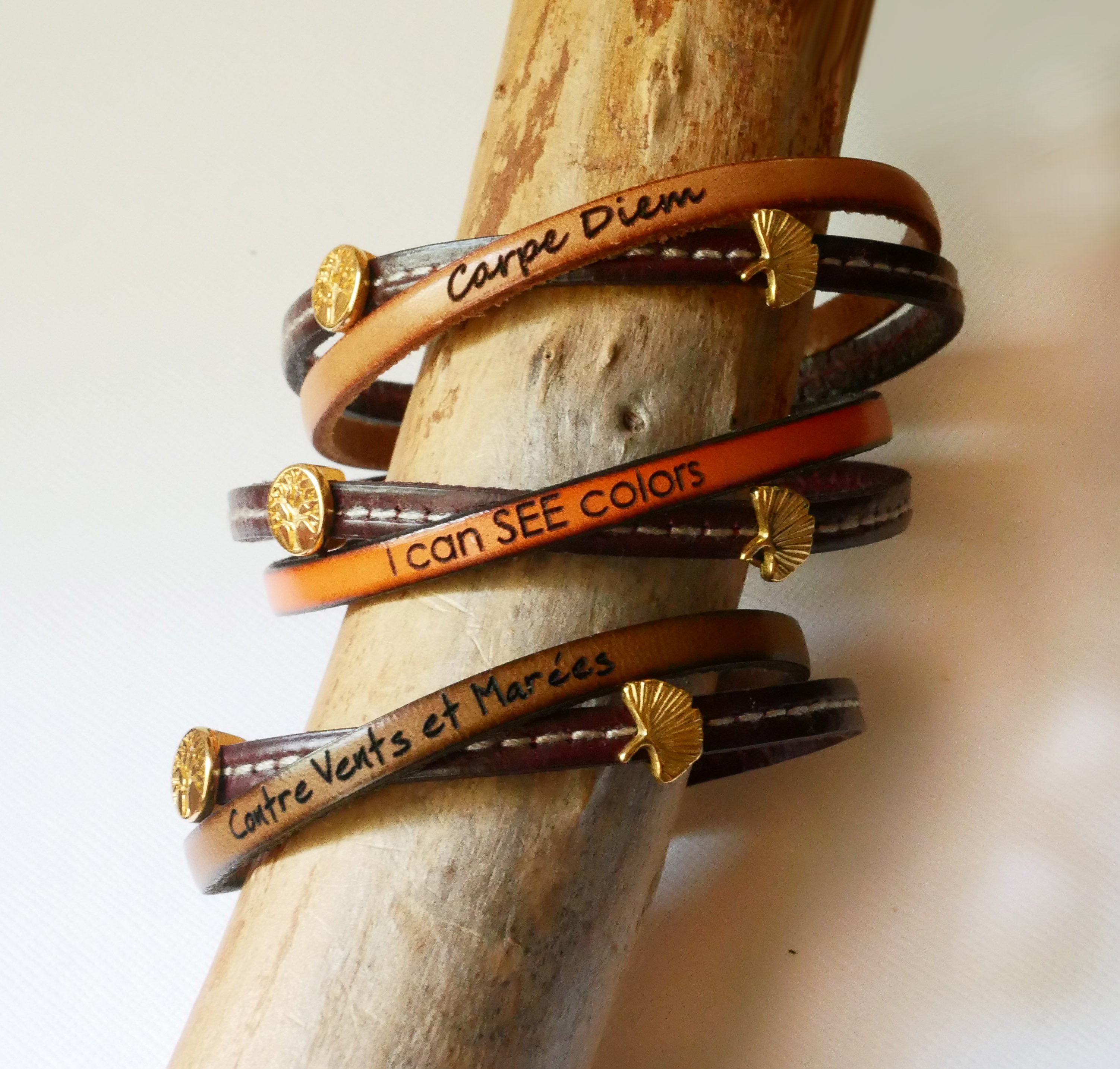 Bracciale Twist da donna in pelle placcata oro 