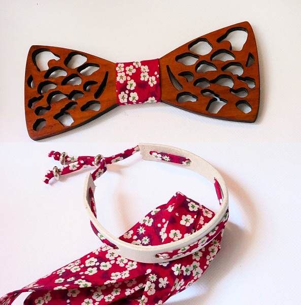 Bracciale Flor&acirc;me con nastro Misti liberty rosso su pelle bianca