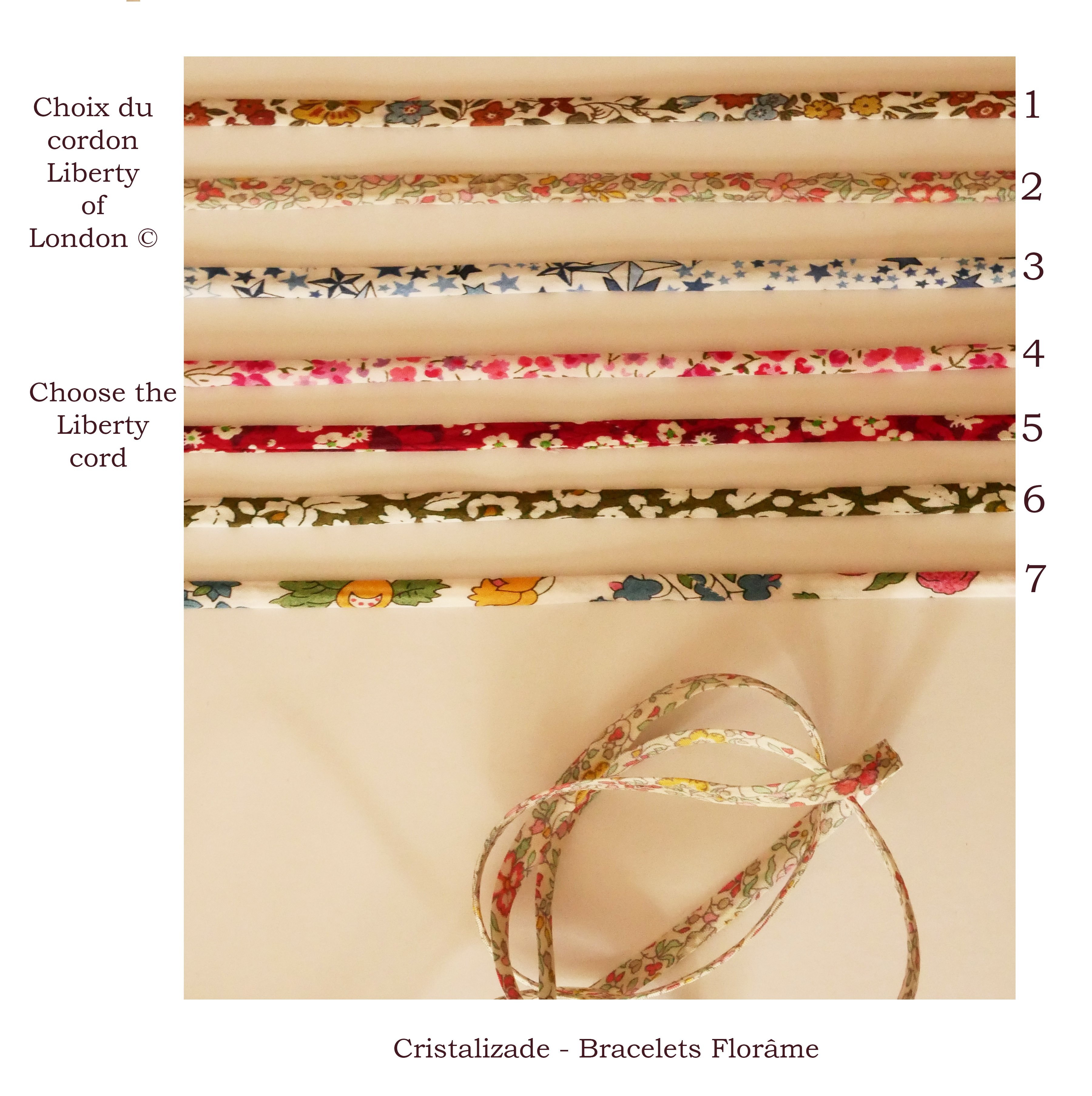 Bracciale Florâme da personalizzare con il cordino Liberty e il colore della pelle
