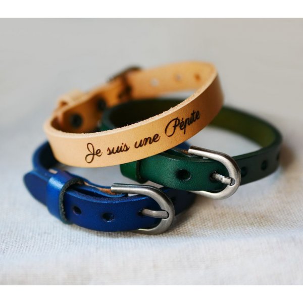 Bracciale da uomo in pelle blu da personalizzare 