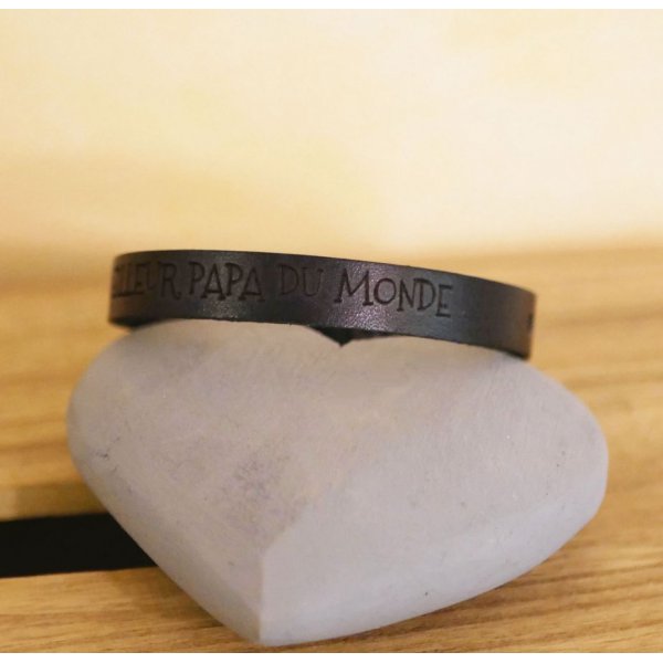 Bracciale da uomo in pelle nera incisa, personalizzabile