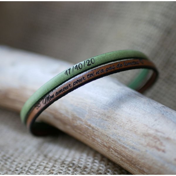 Bracciale duo da uomo in pelle personalizzabile tramite incisione