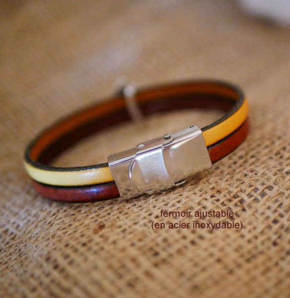 Bracciale duo in pelle con disegno floreale da personalizzare 