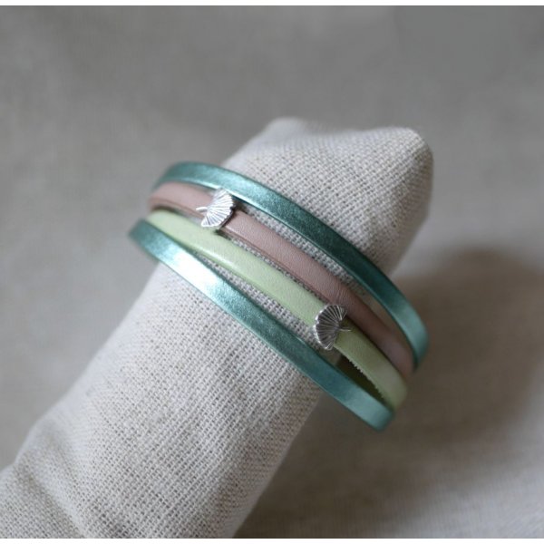 Bracciale in pelle con disegno Ginkgo da personalizzare 