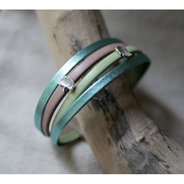 Bracciale in pelle con disegno Ginkgo da personalizzare 