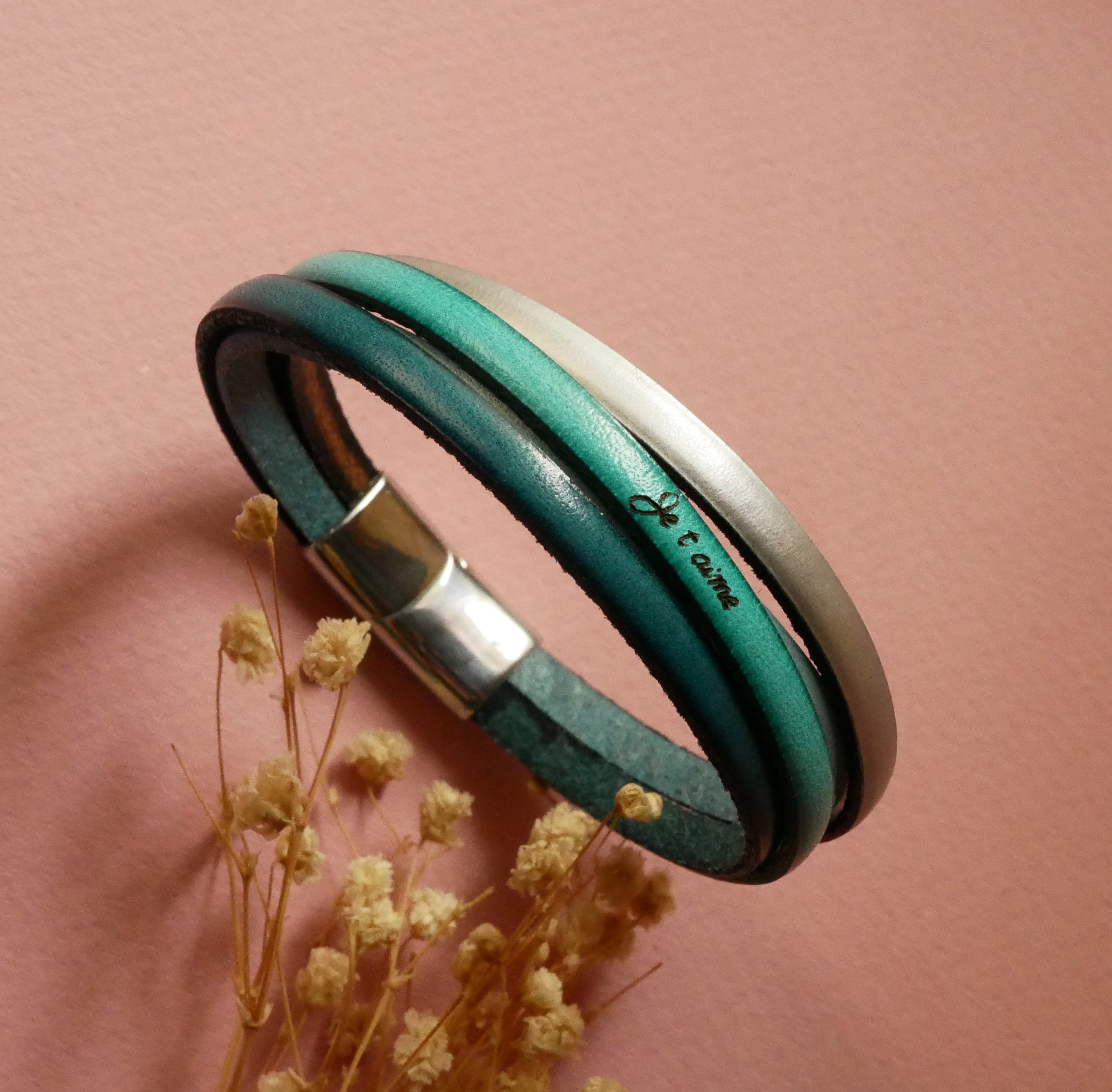 Bracciale da polso in 4 pelli a scelta