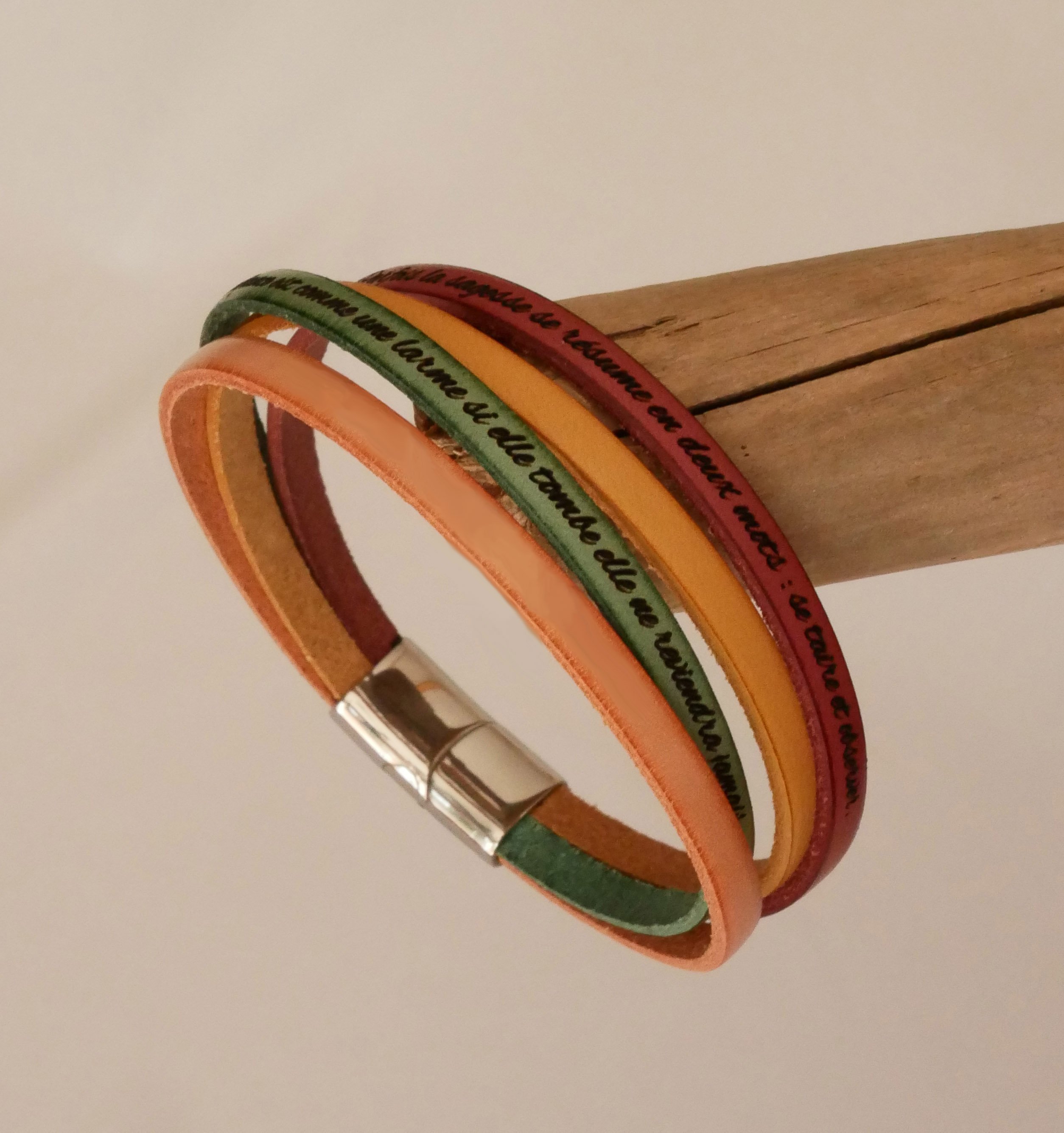 Bracciale da polso in 4 pelli a scelta