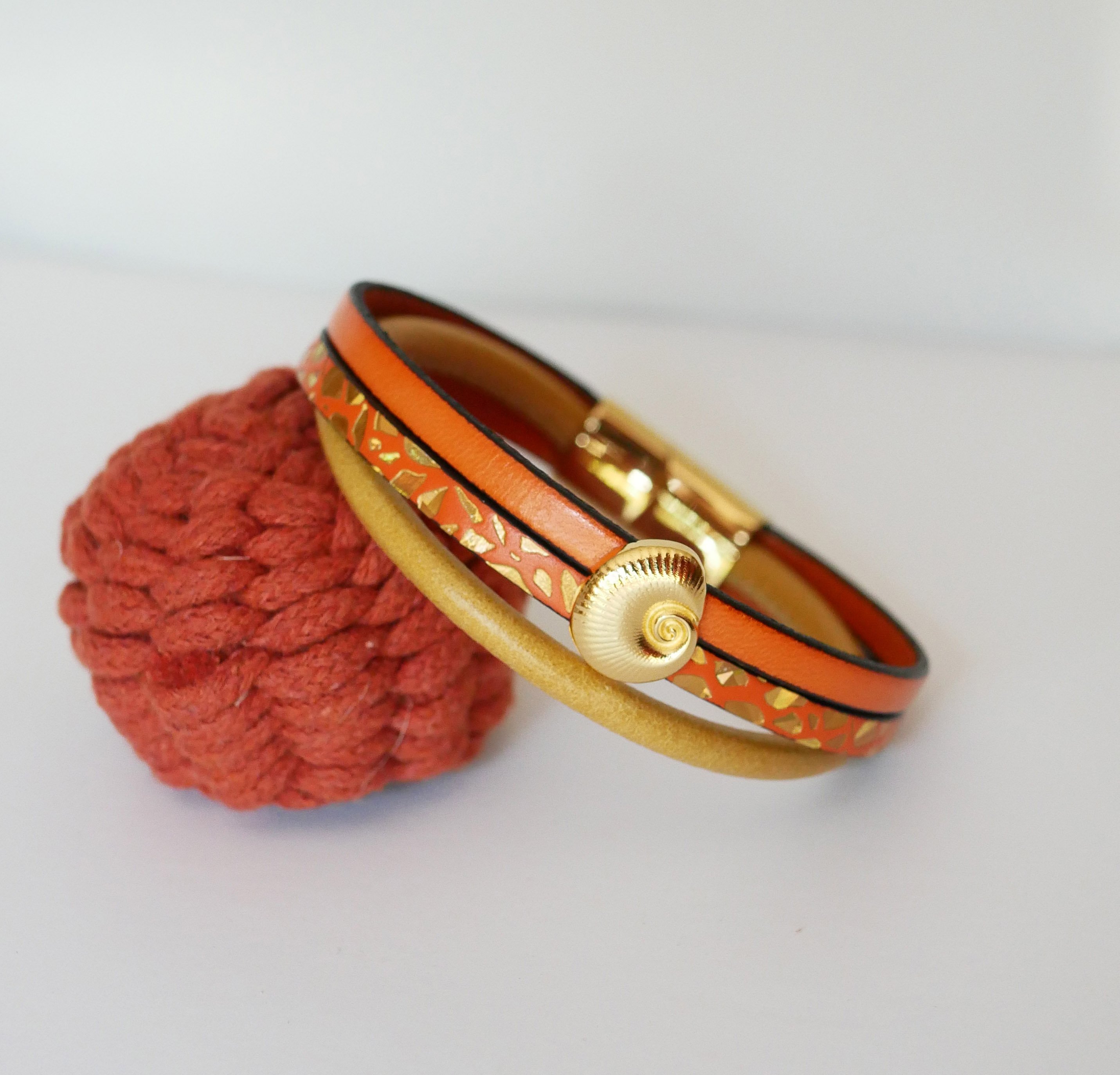 Bracciale da donna in oro Conchiglia in oro e arancio