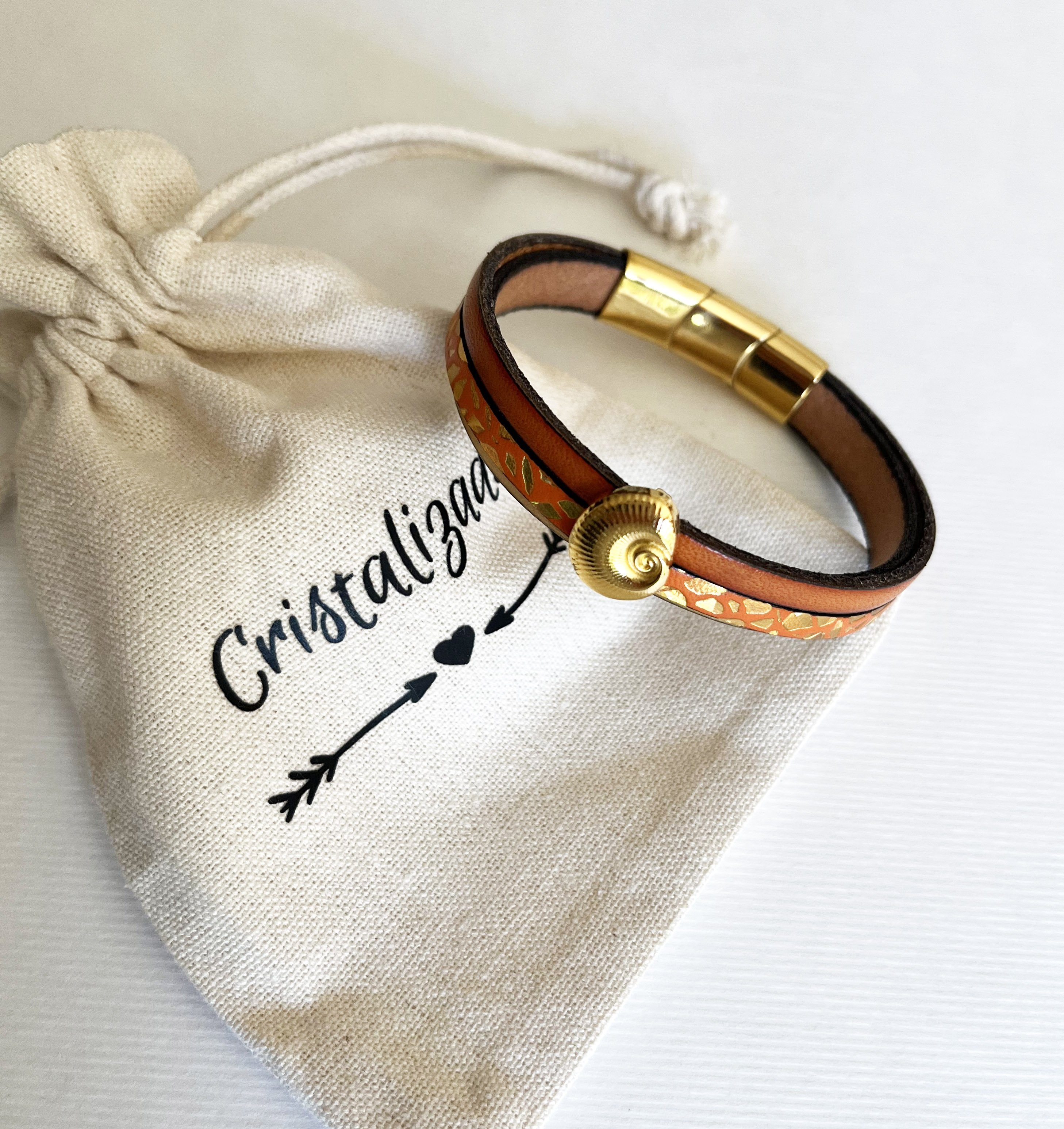 Bracciale da donna in oro Conchiglia in oro e arancio