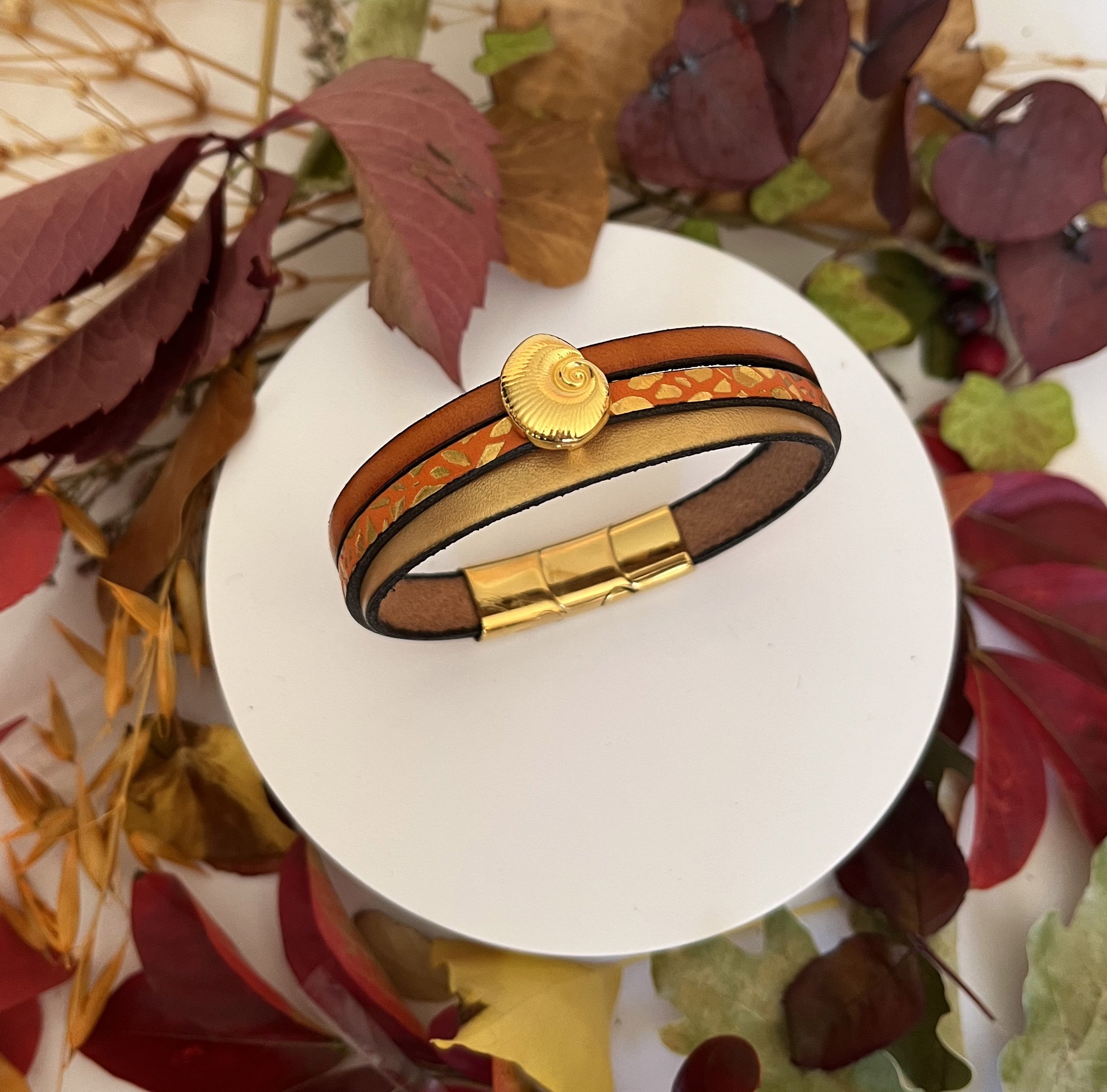 Bracciale da donna in oro Conchiglia in oro e arancio