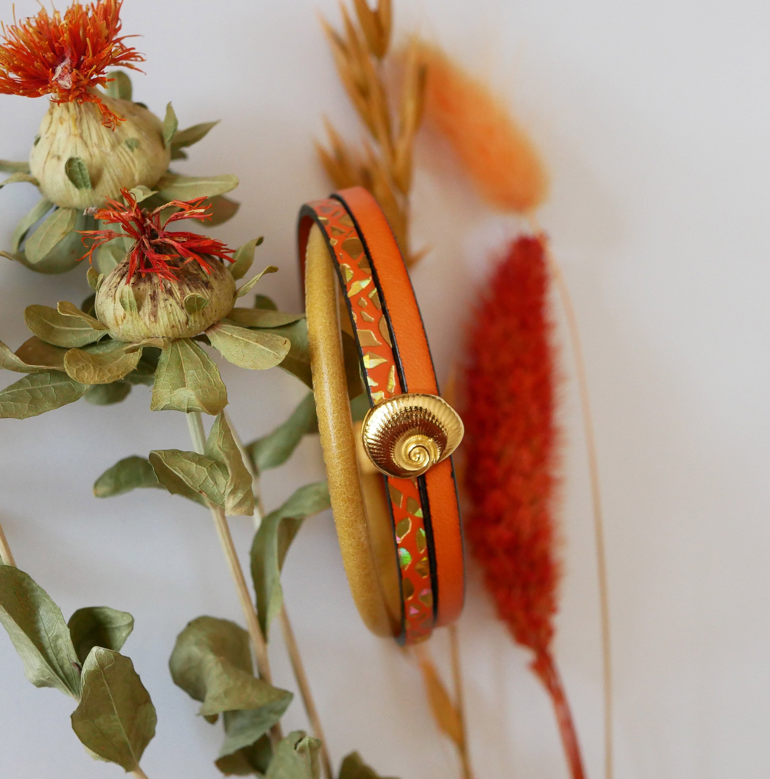 Bracciale da donna in oro Conchiglia in oro e arancio