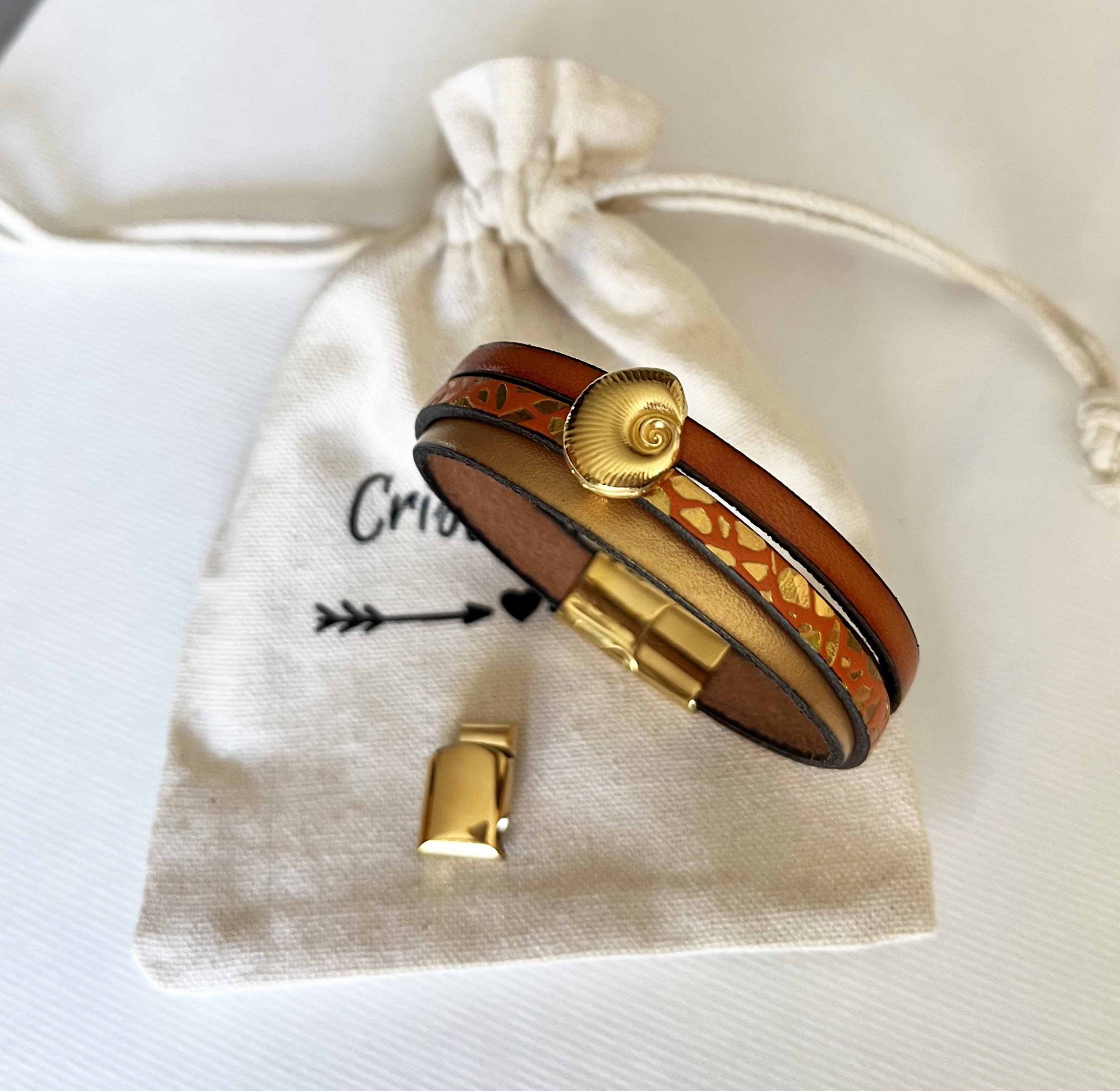 Bracciale da donna in oro Conchiglia in oro e arancio