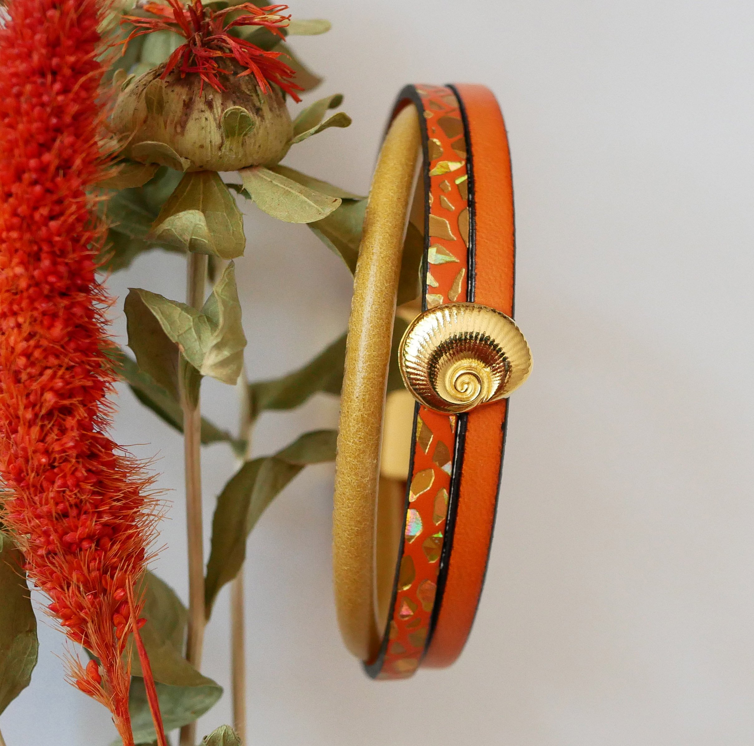 Bracciale da donna in oro Conchiglia in oro e arancio
